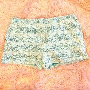 Aqua Shorts with Lace Overlay